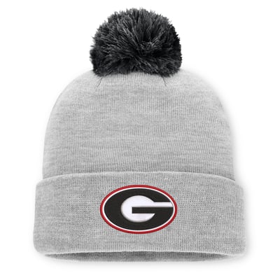 Georgia Bulldogs Nike Unisex Primetime Script Cuffed Knit Hat with Pom - Heather Gray
