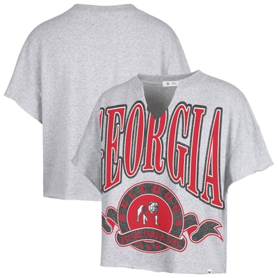  Georgia Bulldogs '47 Women's Banners Out Oversized Notch-Neck T-Shirt - Heather Gray