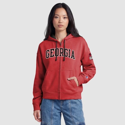 Georgia Bulldogs Champion Women's Arch Full-Zip Fleece Hoodie - Red