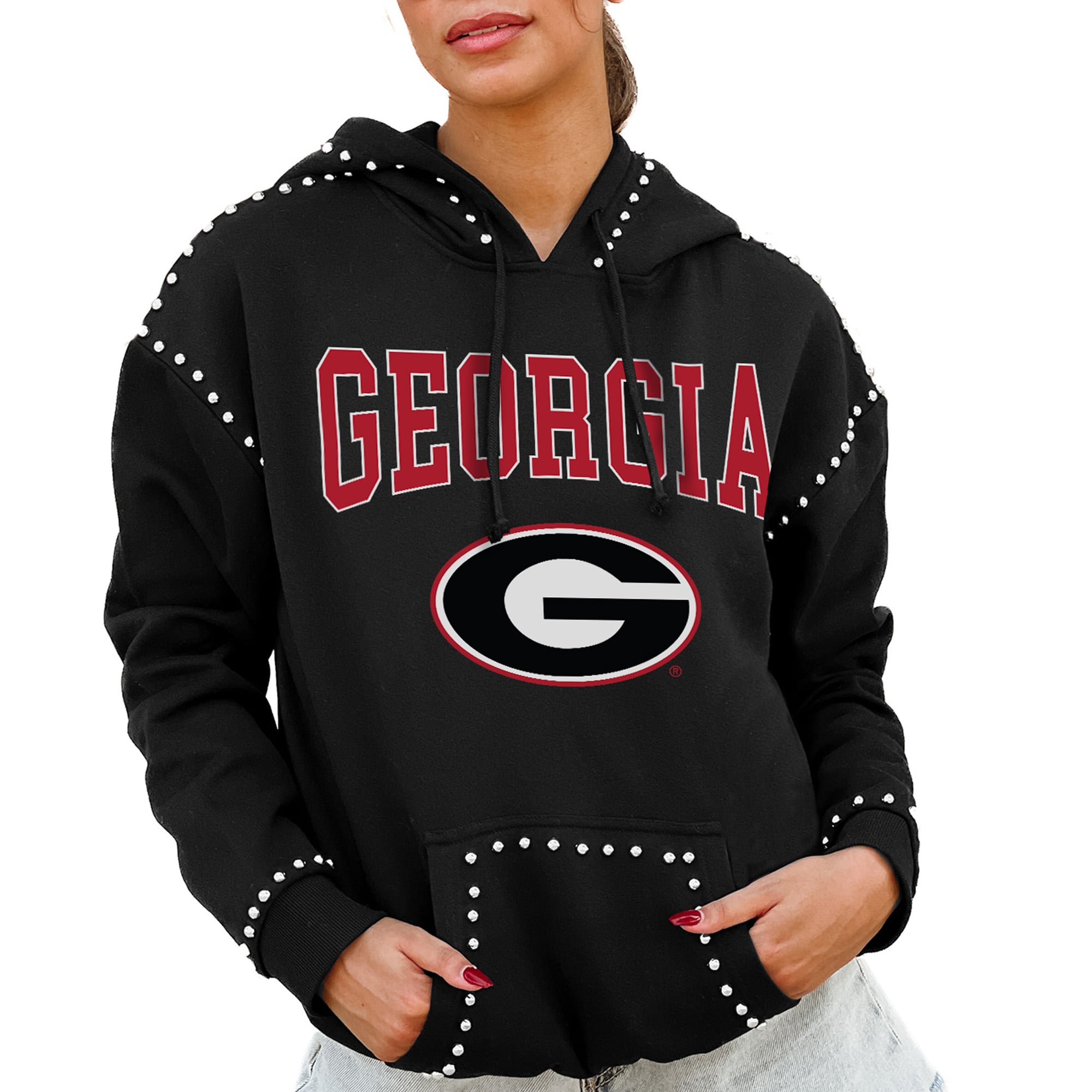 Georgia Bulldogs Gameday Couture Women's Studded Pullover Hoodie - Black