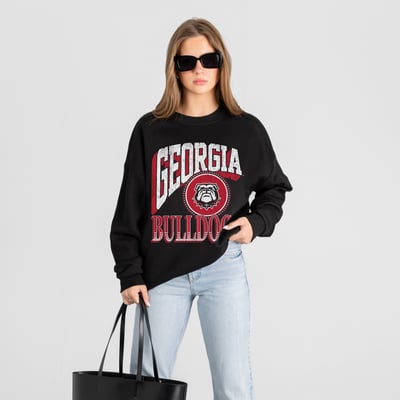 Georgia Bulldogs Gameday Couture Women's Victory Black Label Premium Drop Shoulder Sweatshirt - Black