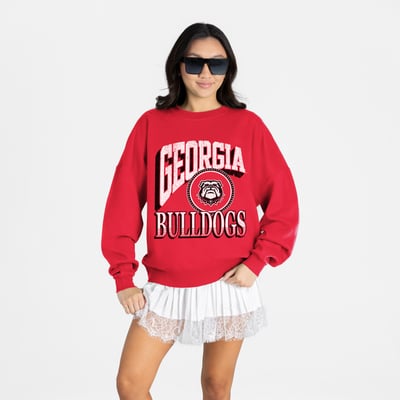Georgia Bulldogs Gameday Couture Women's Main Character Oversized Premium Drop Shoulder Sweatshirt - Red