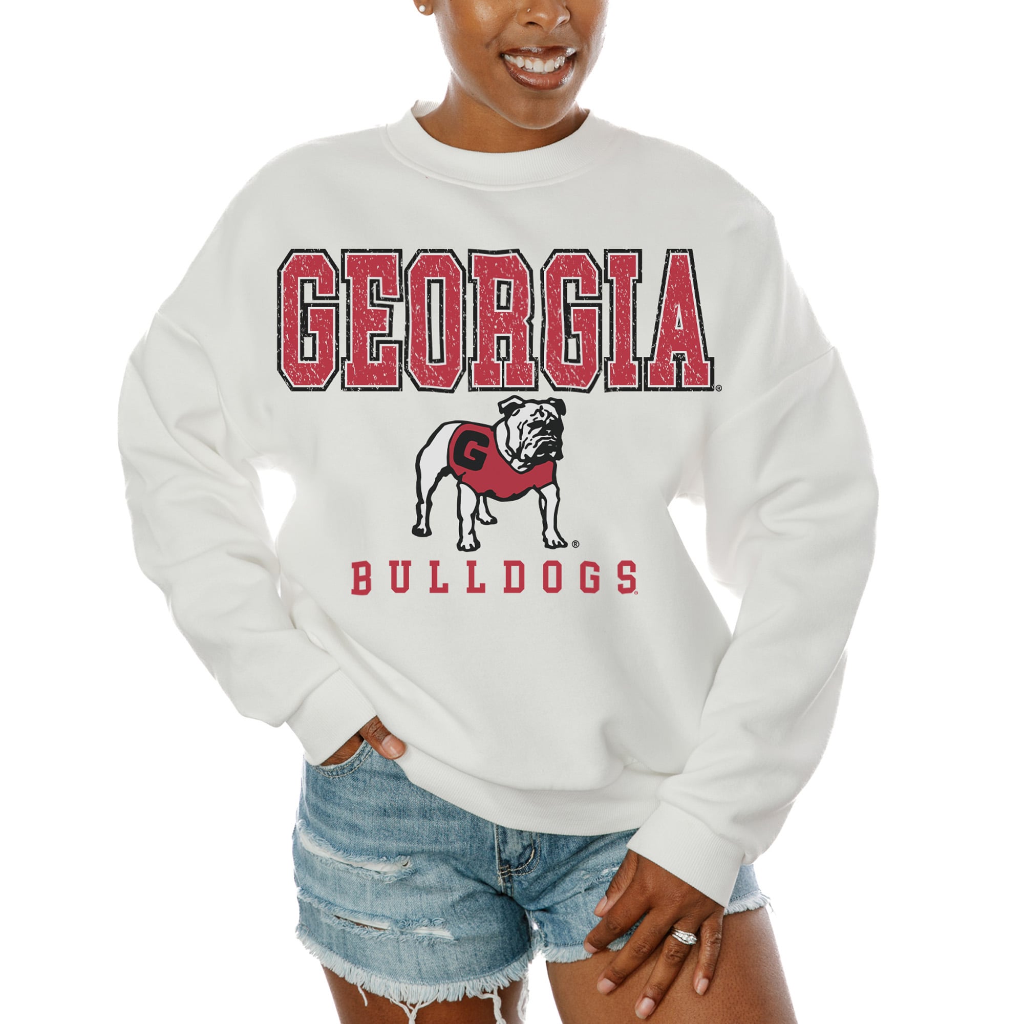 Georgia Bulldogs Gameday Couture Women's Freestyle Fleece Pullover Sweatshirt - White