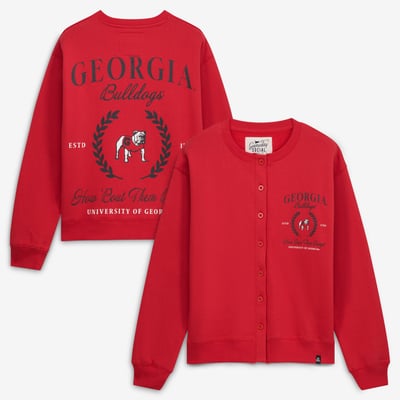 Georgia Bulldogs Gameday Social Women's Button Front Fleece Cardigan - Red