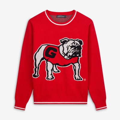  Georgia Bulldogs Gameday Social Women's Intarsia Mascot Sweater - Red