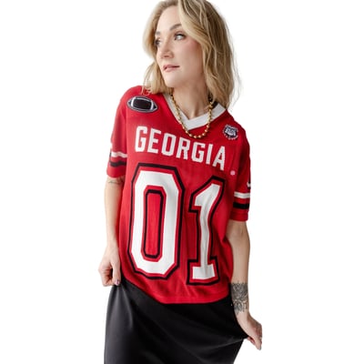  Georgia Bulldogs Gameday Social Women's Knit Football Jersey Sweater - Red