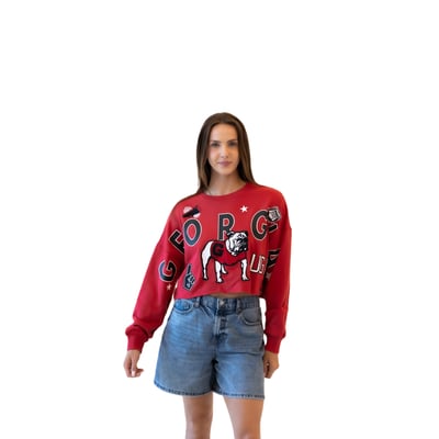 Georgia Bulldogs Gameday Social Women's Patch Phipps Sweatshirt - Red

