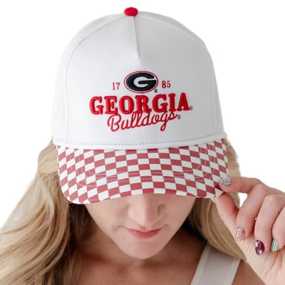 Georgia Bulldogs Gameday Social Women's Albon Check 5-Panel Rope Adjustable Hat - White
