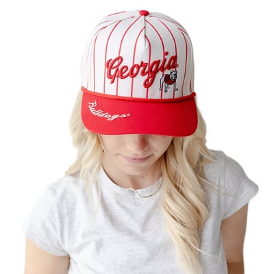 Georgia Bulldogs Gameday Social Women's Pinstripe Script Five-Panel Rope Adjustable Hat - White