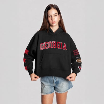  Georgia Bulldogs Hype and Vice Women's Cropped Spirit Hoodie - Black