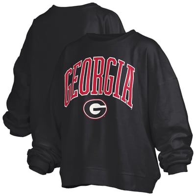 Georgia Bulldogs Pressbox Women's Oversized Janise Arch Over Logo Fleece Sweatshirt - Black