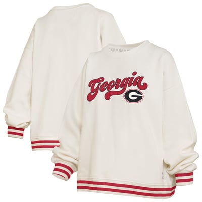 Georgia Bulldogs Pressbox Women's Bonanza Chenille Ribbed Sweatshirt - Cream