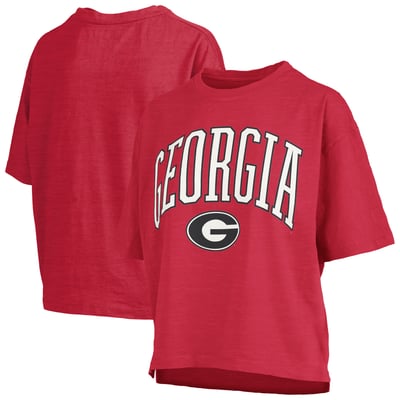 Georgia Bulldogs Pressbox Women's Oversized Nelson Arch Over Logo Slub T-Shirt - Red