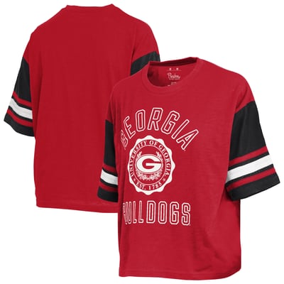  Georgia Bulldogs Pressbox Women's Sunday Colorblock Seal Slub T-Shirt - Red
