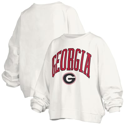 Georgia Bulldogs Pressbox Women's Oversized Janise Arch Over Logo Fleece Sweatshirt - White