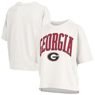 Georgia Bulldogs Pressbox Women's Oversized Nelson Arch Over Logo Slub T-Shirt - White