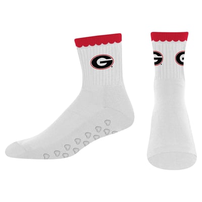  Georgia Bulldogs PRO Compression Women's Heartshape Grippers Yoga-Pilates Quarter Socks - White