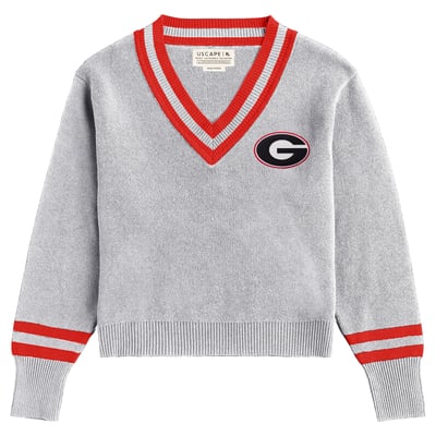  Georgia Bulldogs Uscape Apparel Women's Renew V-Neck Sweater - Ash