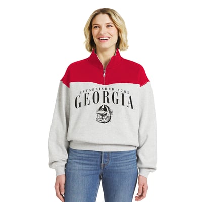  Georgia Bulldogs WEAR by Erin Andrews Women's Colorblock Half-Zip Pullover - Red