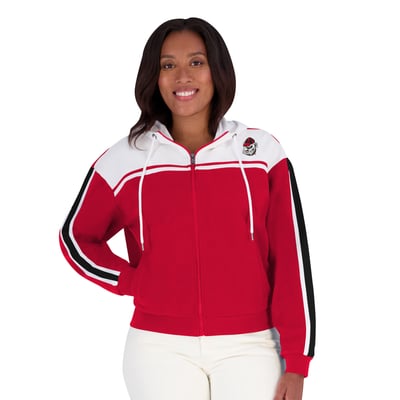  Georgia Bulldogs WEAR by Erin Andrews Women's Colorblock Sleeve Stripe Full-Zip Hoodie - Red