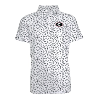 Georgia Bulldogs Garb Youth Tom All-Over Football Print Polo - Gray