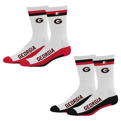 Georgia Bulldogs Starter Youth Starter Stripe Top End Two-Pack Crew Socks Set - White
