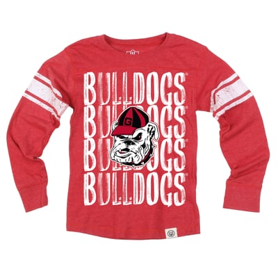  Georgia Bulldogs Wes & Willy Youth Long Sleeve Football Jersey T-Shirt - Red
