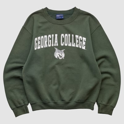 Georgia College Bobcats MV Sport 2000s Pullover Sweatshirt - Green - XS by Fanatics Real Vintage