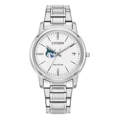  Georgia College Bobcats Citizen Watch Women's Eco-Drive White Dial Stainless Steel Watch - Silver