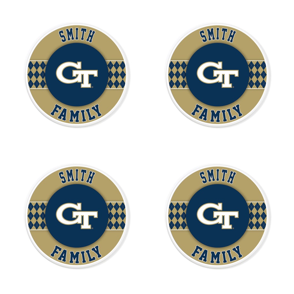 Georgia Tech Yellow Jackets 4" Personalized Circular Coasters 4-Pack Set