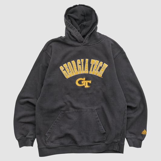 Georgia Tech Yellow Jackets Adidas 2000s Hooded Pullover Sweatshirt - Black - XXS by Fanatics Real Vintage