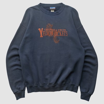 Georgia Tech Yellow Jackets CRABLE SPORTSWEAR 90s Pullover Sweatshirt - Navy - L by Fanatics Real Vintage