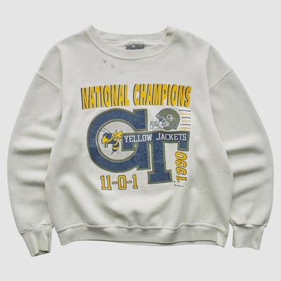 Georgia Tech Yellow Jackets Delta 1990 Pullover Sweatshirt - White - XXS by Fanatics Real Vintage