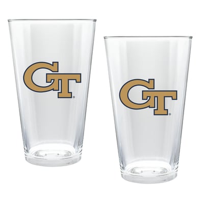 Georgia Tech Yellow Jackets Two-Piece 16oz. Double Play Pint Glass Set