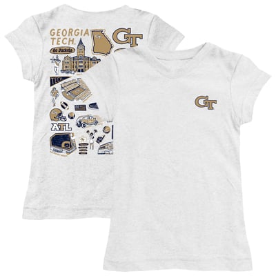  Georgia Tech Yellow Jackets Vive La Fete Girls Toddler Impressions Artwork T-Shirt - White
