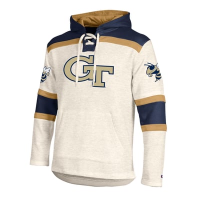  Georgia Tech Yellow Jackets Champion Lacer Fleece Hoodie - Cream
