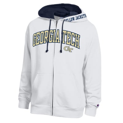 Georgia Tech Yellow Jackets Champion Arch Logo Full-Zip Fleece Hoodie - White