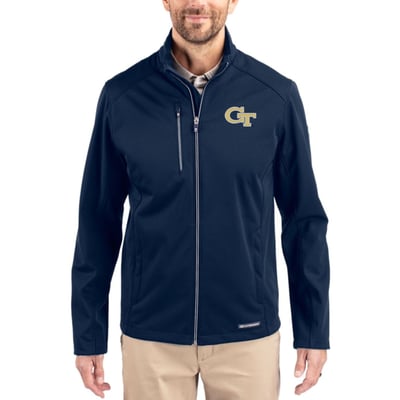  Georgia Tech Yellow Jackets Cutter & Buck Evoke Recycled Honeycomb Fleece Full-Zip Jacket - Navy