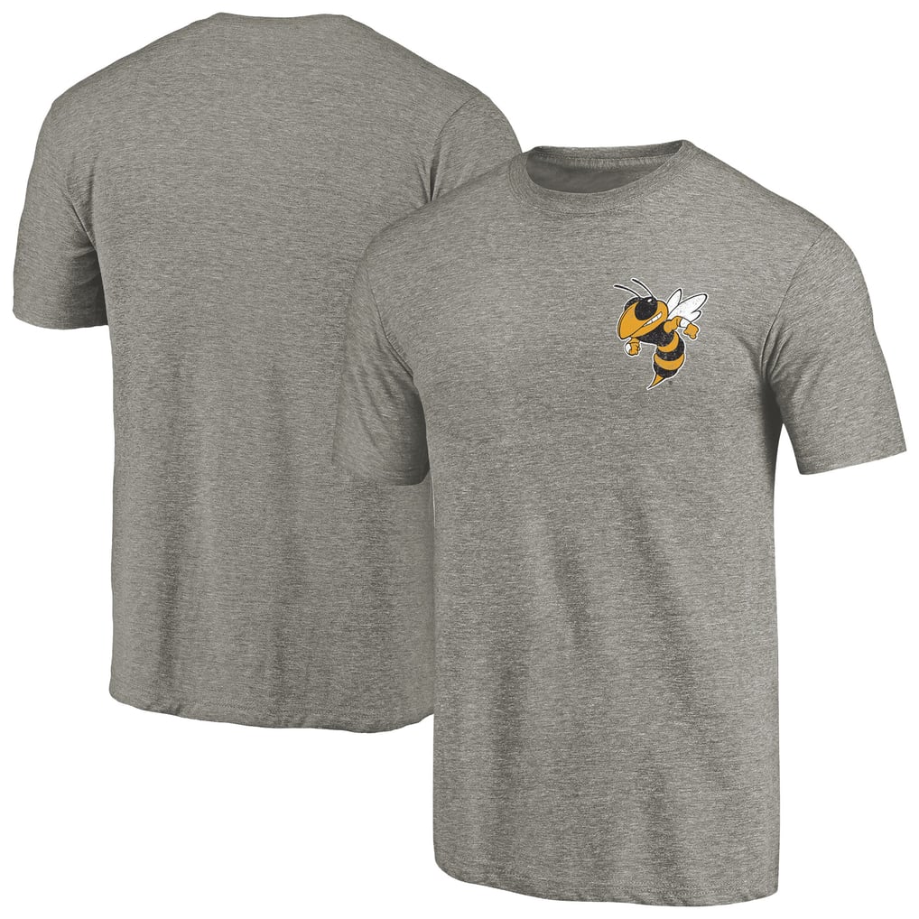 GA Tech Yellow Jackets Left Chest Distressed Logo Tri-Blend T-Shirt - Heathered Gray