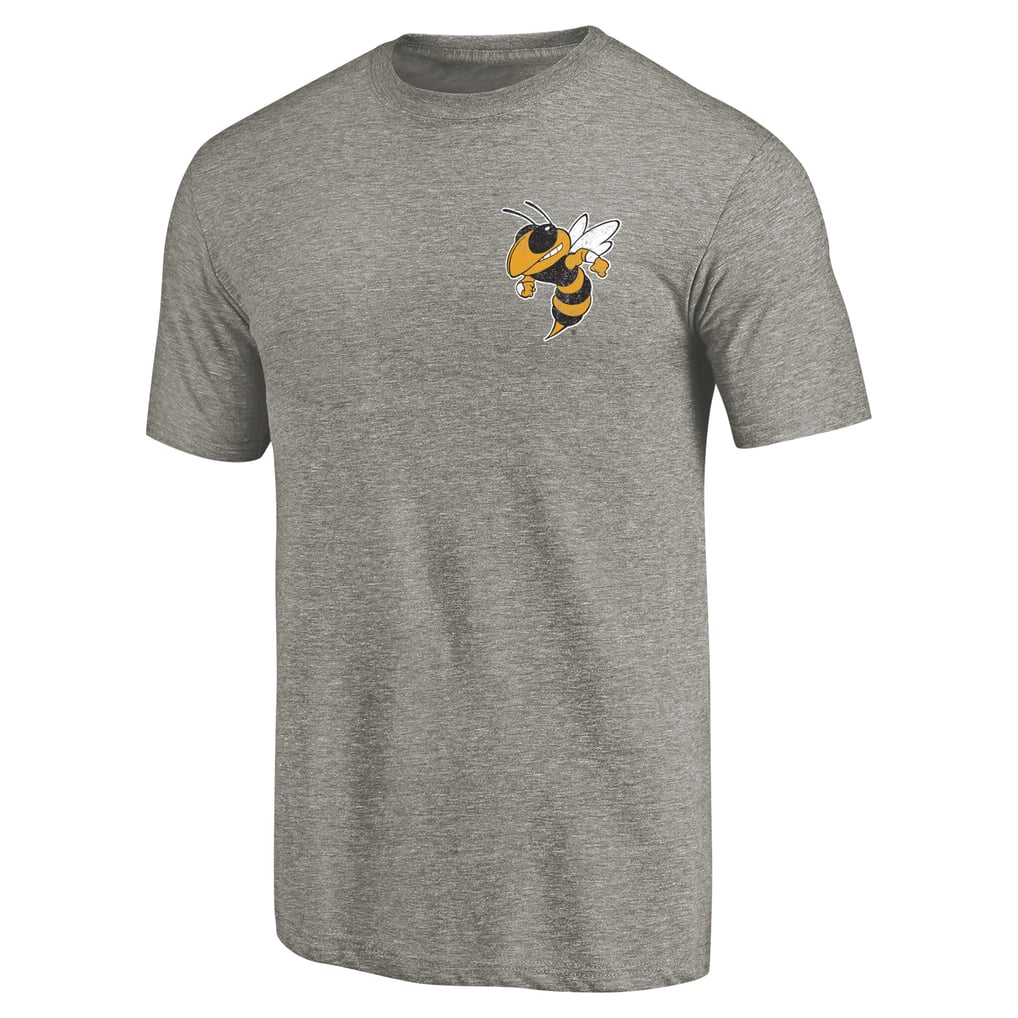 GA Tech Yellow Jackets Left Chest Distressed Logo Tri-Blend T-Shirt - Heathered Gray