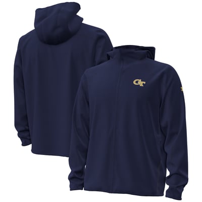 Georgia Tech Yellow Jackets Under Armour 2026 Sideline Unstoppable Fleece Tri-Blend Full-Zip Jacket - Navy