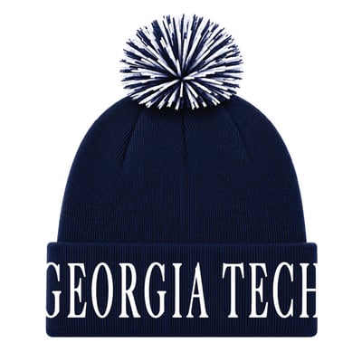  Georgia Tech Yellow Jackets Under Armour Unisex Cuffed Knit Hat with Pom - Navy