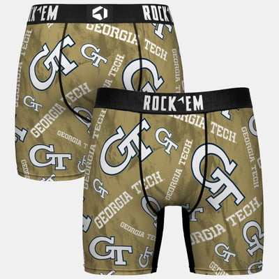  Georgia Tech Yellow Jackets Rock Em Youth All Over Logo Boxer Briefs - Gold