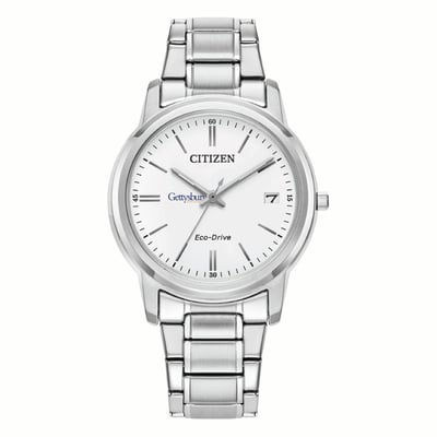Gettysburg Bullets Citizen Watch Women's Eco-Drive White Dial Stainless Steel Watch - Silver
