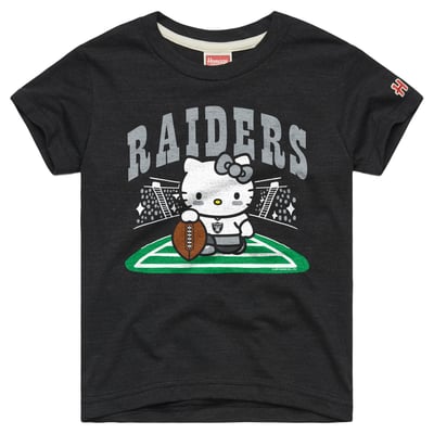 Las Vegas Raiders x Hello Kitty Homage Girls Youth Tri-Blend T-Shirt - Charcoal