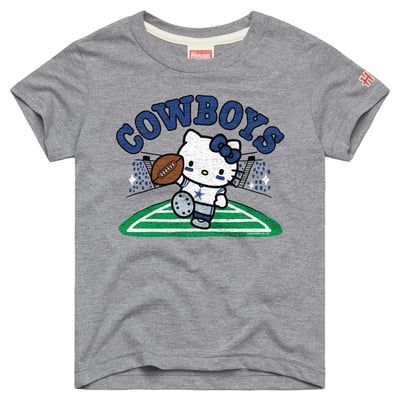 Dallas Cowboys x Hello Kitty Homage Girls Youth Tri-Blend T-Shirt - Gray