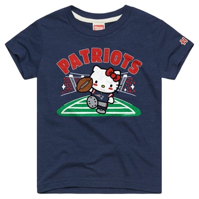 New England Patriots x Hello Kitty Homage Girls Youth Tri-Blend T-Shirt - Navy