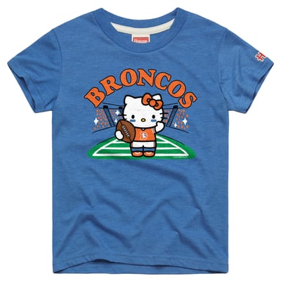 Denver Broncos x Hello Kitty Homage Girls Youth Retro Tri-Blend T-Shirt - Royal