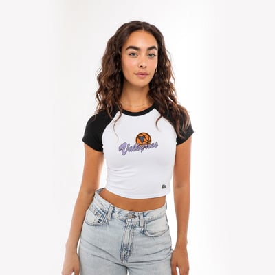 Golden State Valkyries Hype and Vice Women's Home Run Cropped Raglan T-Shirt - White/Navy