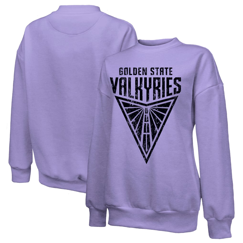 Golden State Valkyries Majestic Threads Women's Oversized Primary Logo Drop Shoulder Tri-Blend Pullover Sweatshirt - Violet
